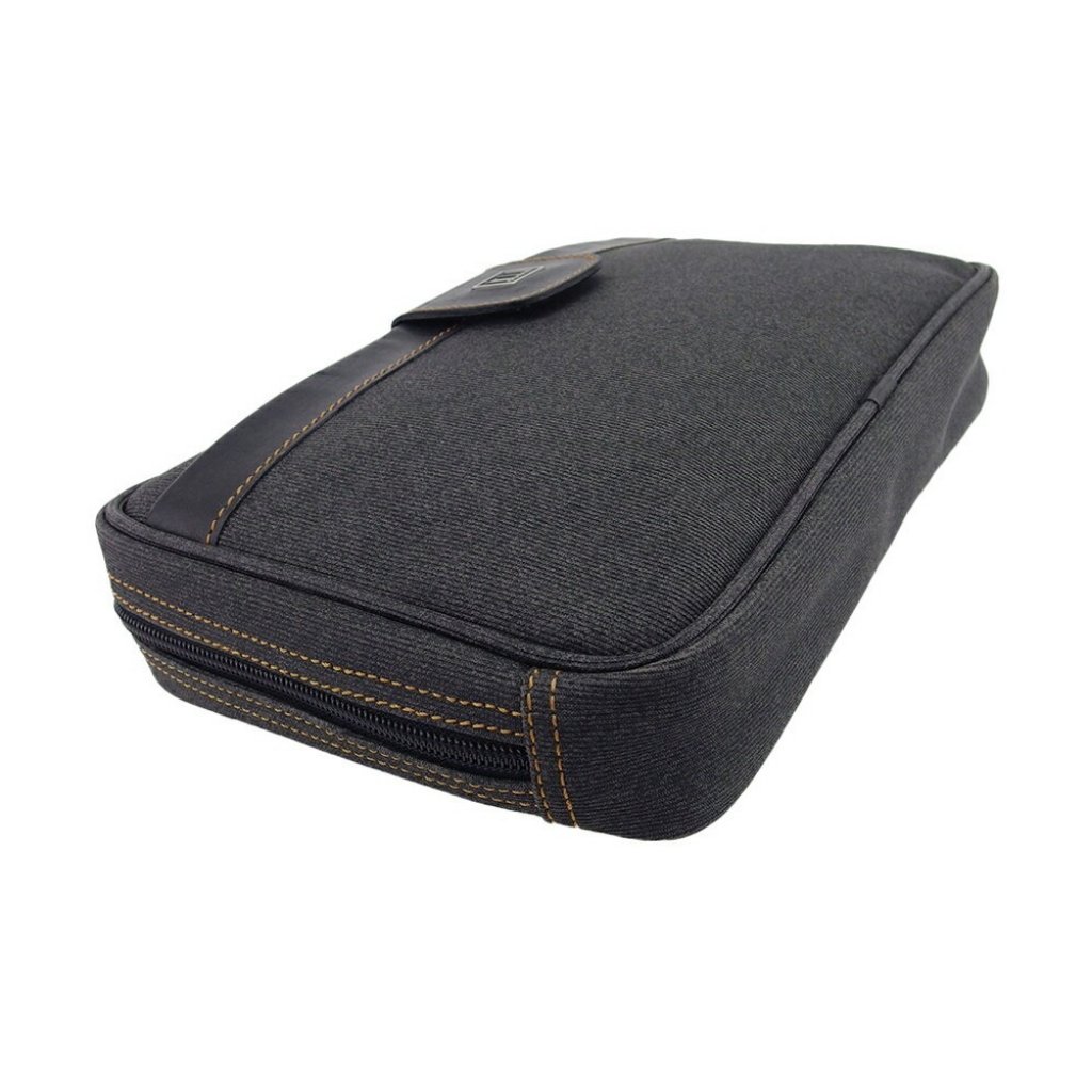 Dunhill Clutch Bag Gray Black Silver Women Authentic Secondhand